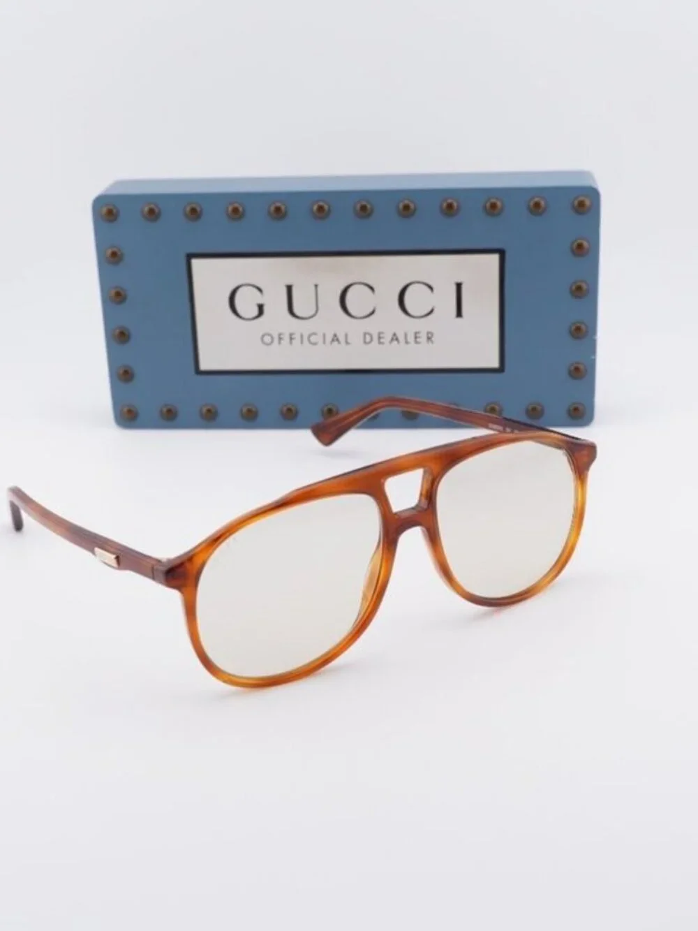 Gucci GG0264S 001 Aviator Sunglasses - Havana / Yellow